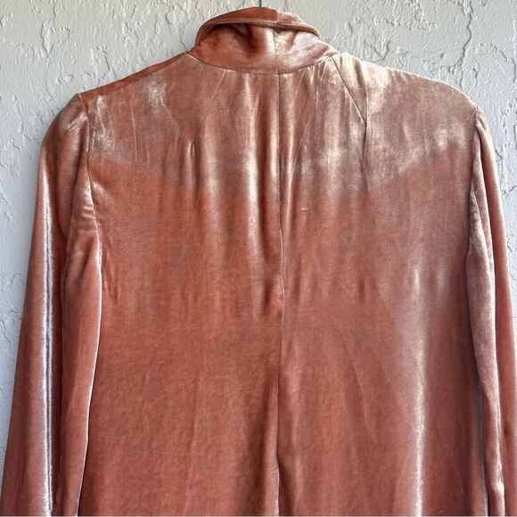 ALC Velvet Blazer Women Size 0 Peach Flowy Drape Shawl Collar Silk - Picture 6 of 9